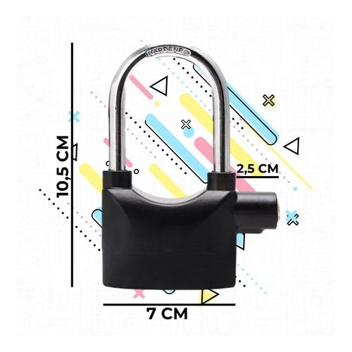 Imagen 2 de 3 de Candado Con Alarma Aro Para Motos Scooter Rejas Sirena
