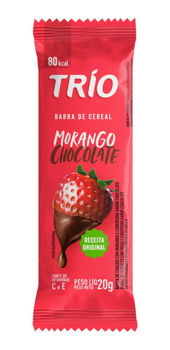 Barra De Cereal Morango Cobertura Chocolate Trío Pacote 20g