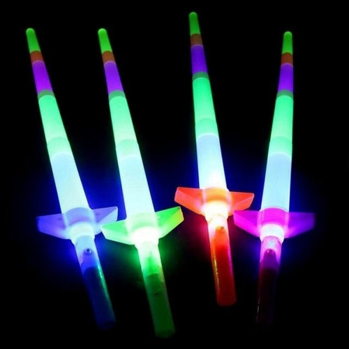 24 Espadas Sable Luz Led Retráctil Fiesta Cumple Piñata Bolo