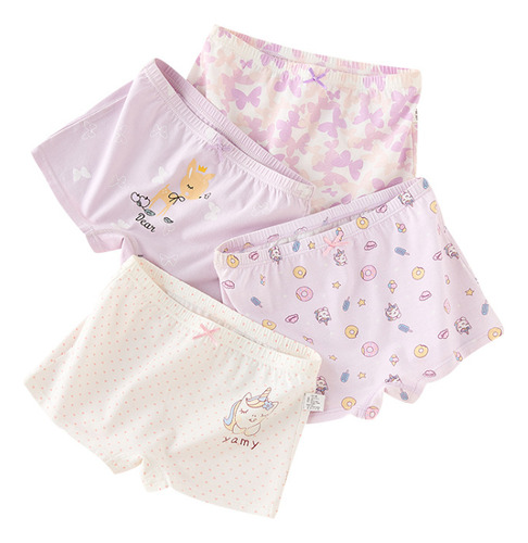 4 Pz Boxers Algodón Niña Calzones Diseño Dibujos Animados