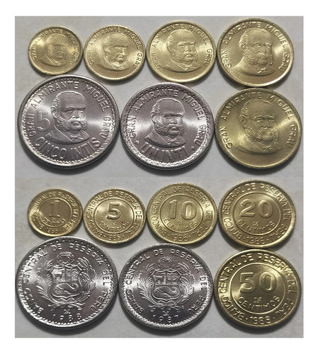 7 Monedas De Colección Grau De Los Intis 1985 - 1988 - Nuevo