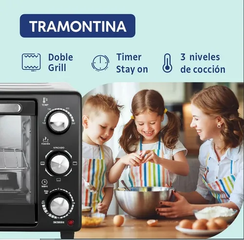 Horno Eléctrico Tramontina Glass Cook Grill 25 Litros Negro