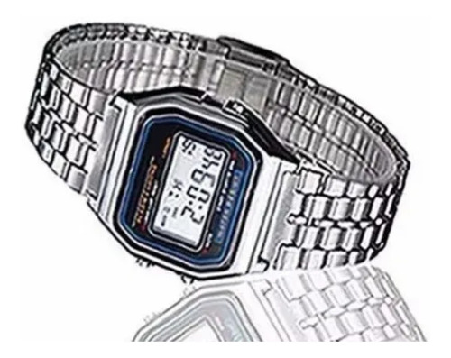 Imagen 6 de 10 de Reloj Vintage Digital Luz Alarma Malla Acero Estuche Garant.