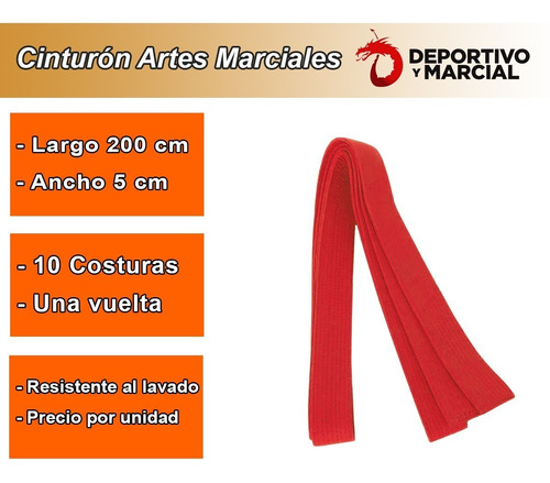 Imagen 2 de 5 de Cinturon Artes Marciales 2m 10 Cost Reforzado Gran Marc Itf