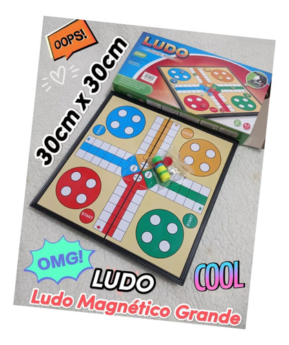 Juego De Ludo Imantado Tablero Plegable 30cm X 30cm