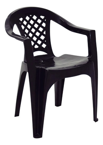 Kit 6 Poltronas Cadeira Plástica Apoio Resistente Tramontina Cor Preto