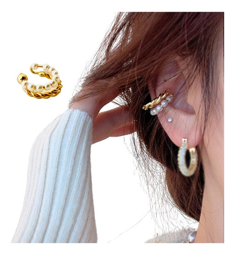 Aretes Mujer Ear Cuff Solitario Ear Cuff Perlas