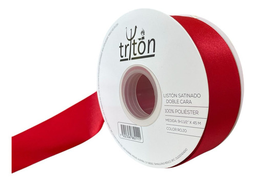 Listón Satinado Tritón Doble Cara Con 45 Mtrs Rojo Doble Cara