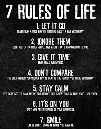 Póster Motivador De 7 Reglas De La Vida, Impreso En Papel