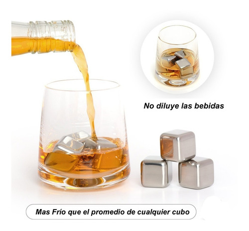 Imagen 3 de 6 de Cubos De Hielo Acero Inoxidable Set X 4 Hielos Vino Whisky