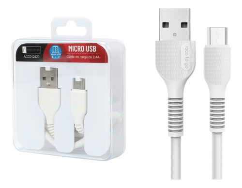 Cable De Datos Roca To Go Usb A A Microusb 100cm 2.4a Blanco