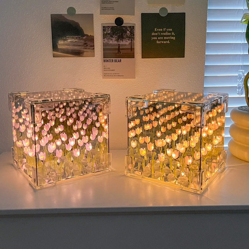 21 Diy Cubo De Rubik Lámpara Noche De Tulipanes Con Espejo