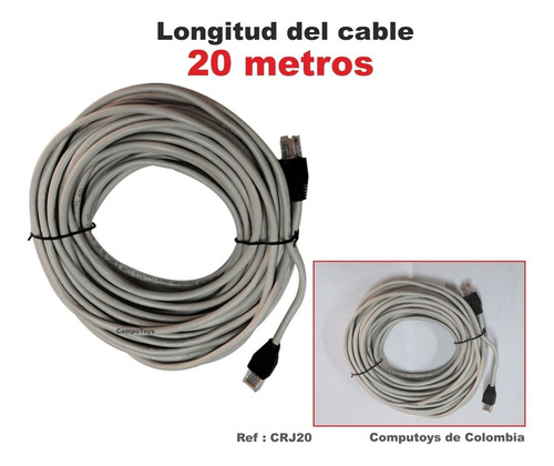 Imagen 1 de 6 de Cable De Red Rj-45 Cat 5 20 Mts Ref: Crj20 Computoys Sas