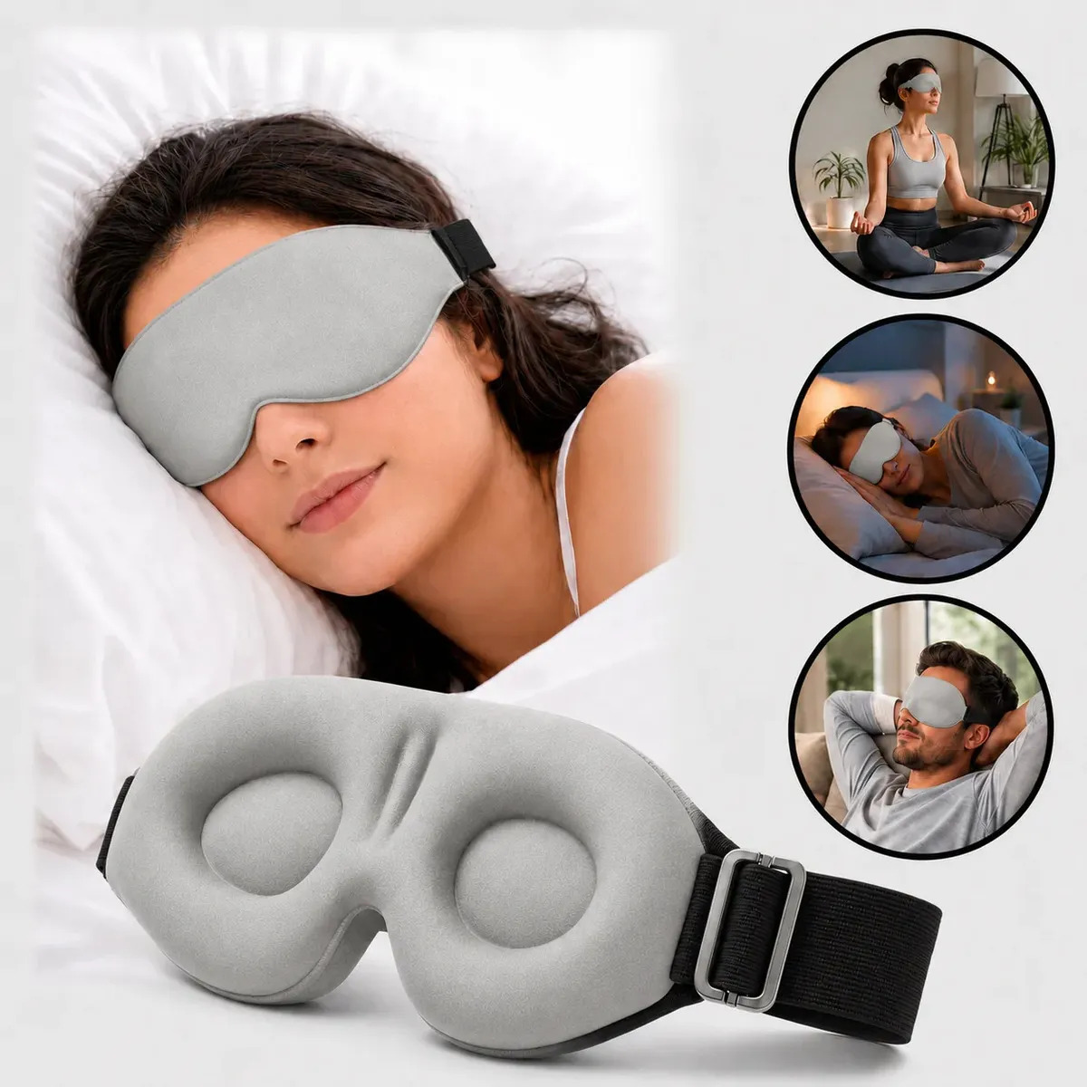 Mascara Para Dormir Confortável Ajustável Tapa Olho Molde 3d Cinza 3d