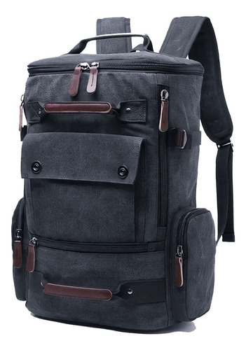 Mochila Masculina De Lona Para Notebook Executiva Viagem Cor Preto