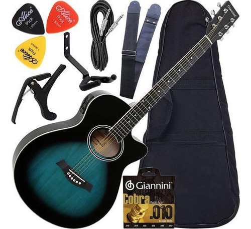 Kit Violão Eletroacústico Completo Aço Gsf1r Dbb Giannini