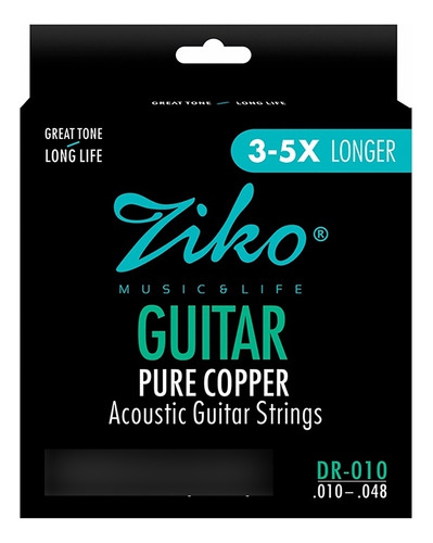 Ziko Cuerdas Metálicas Guitarra Acústica 0.10 Dr-010