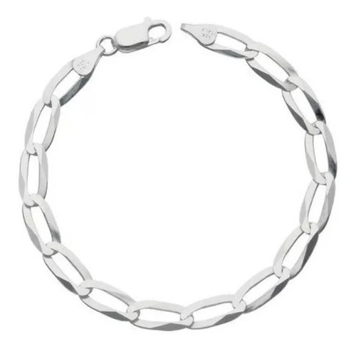 Pulsera Grumet Alargada Plata Ley 925 Ancho 6 Mm Largo 20 Cm