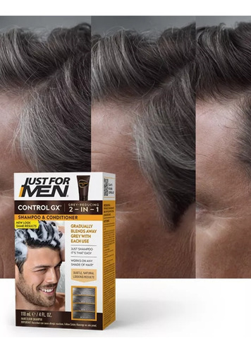 Control Gx Just For Men Color Marrón Champú Pinta Canas