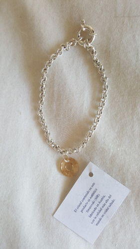 Pulsera Rolo Plata925 Cierre Marinero + Dije Ámbar Swarovski