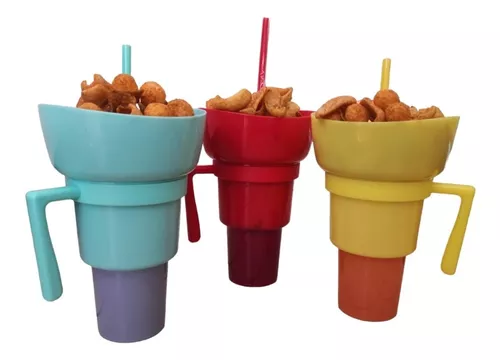 Vaso Botanero 1lt Popote 28 Cm De Plástico Para Michelada