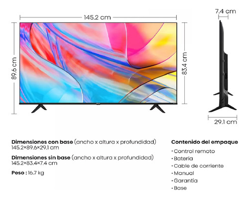 Hisense Pantalla 65pul. 4k Uhd Smart Tv Msi