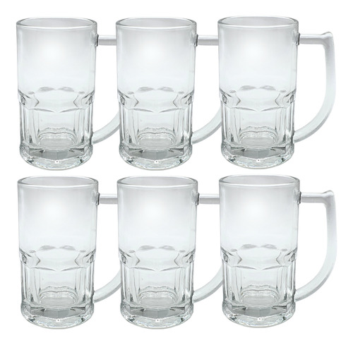 Kit 6 Canecas De Vidro Chopp Cerveja Bebidas Bares 300 Ml