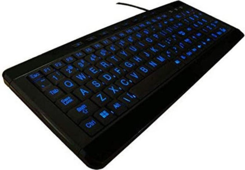 Teclado Retroiluminado, Usb Impaprice / Negro Y Azul