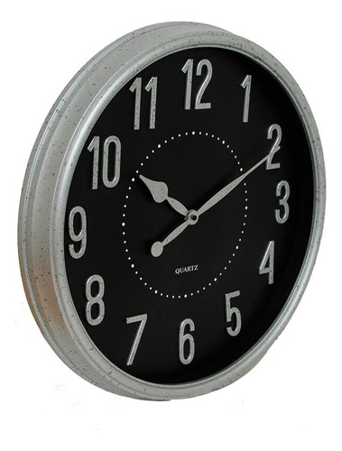 Reloj De Pared  50cm Marco Gris Salpicado Vintage