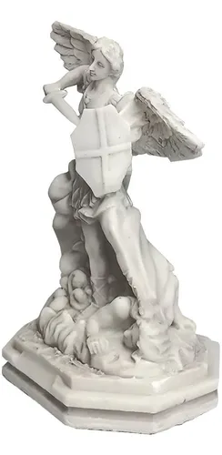 Imagen del arcángel San Miguel de mármol blanco de 22 cm