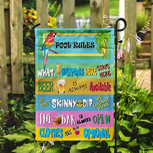 Pool Rules Garden Flag, Pool Flag, 12,5x18 Flag, Summe...