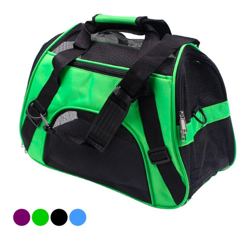 Bolso Transportador Para Perro Gato Liso Con Red - Grande