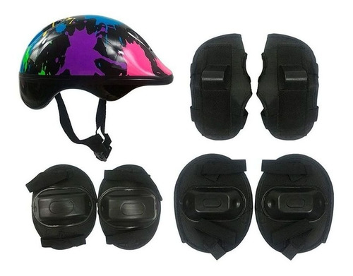 Kit Proteção Capacete Joelheiras Cotoveleiras Infantil