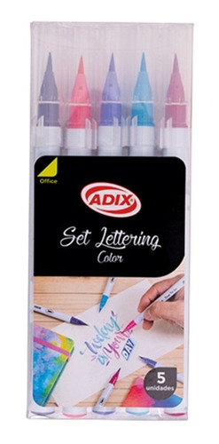 Imagen 2 de 2 de Set Brush Pen Morados Y Rosados 5 Unidades Lettering Adix