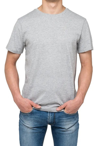 Polera Camisa Gris Unicolor Lisa Para Estampar De Algodon