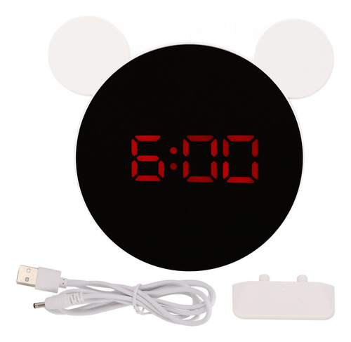 Reloj Despertador Digital Con Espejo, Bonito Espejo Led Con