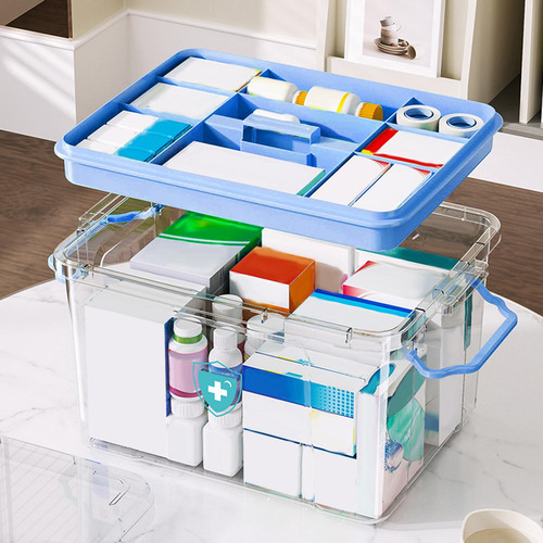 Caja Organizadora De Medicamentos, Contenedor De Azul L