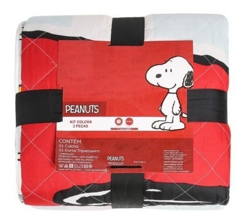 Kit Colcha Dupla Face Solteiro Snoopy Peanuts