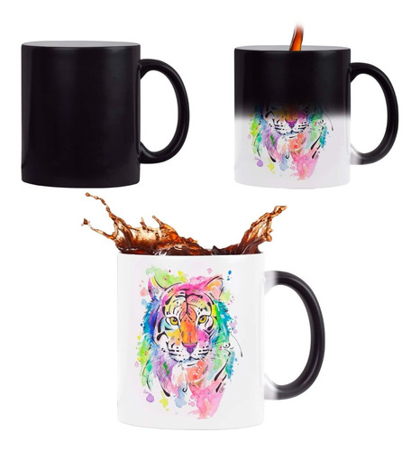 Taza Mágica Tigre Acuarela Ilustracion Arte