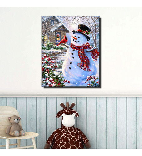 Cuadro De Papá Noel De Navidad Hecho A Mano Con Diamantes