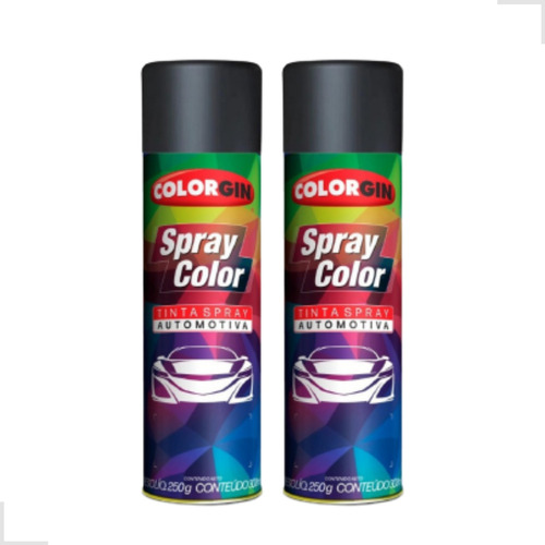Kit Tinta Spray Automotivo Colorgin Preto Fosco C/2