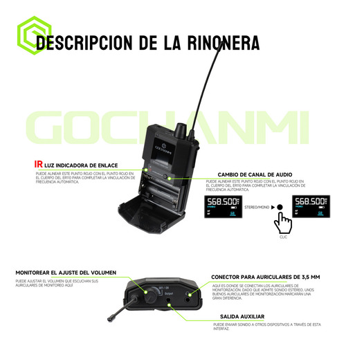 Sistema Monitor Gochanmi Er110 1 Canal Estereo 18 Receptores