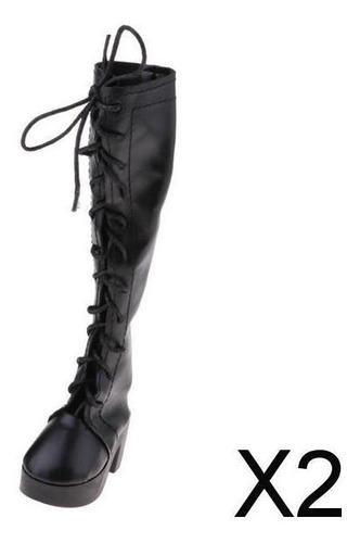 2xfashion Doll Shoes Black Lace Up Boots Para 13 Bjd Dolls 