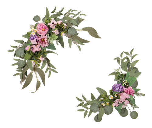 2 Piezas De Boda Artificial Arco Flores Decorativo Floral