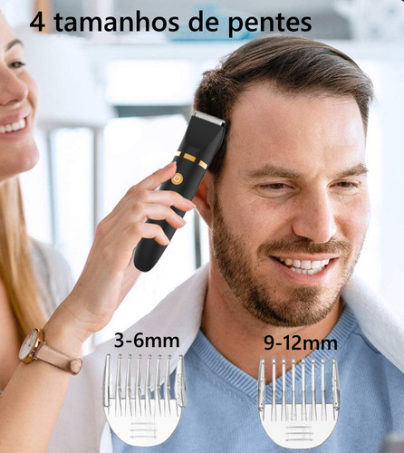 All-in® Barbeador Eletrico Aparador De Pelos Homen 3 Em 1 Shaver Maquina Barbear Cabelo Barba Pelos Do Nariz Com Base