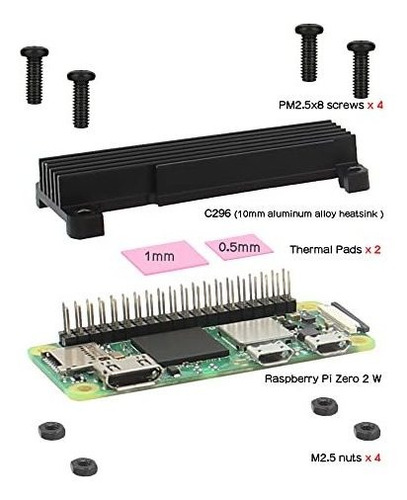 Disipador Geekworm Raspberry Pi Zero C296 De 2 W, Aluminio D