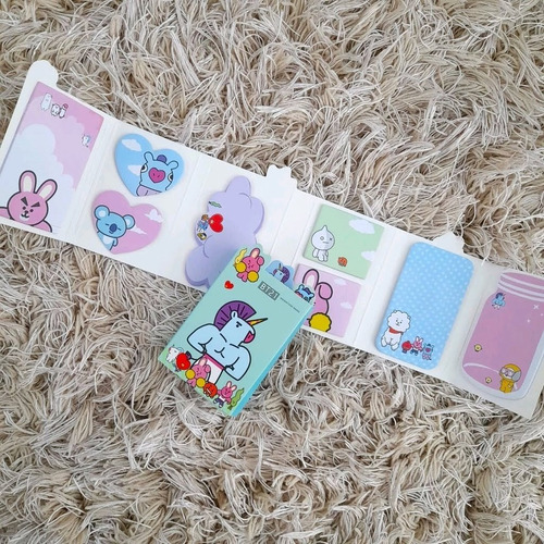 Set De 4 Post It Notas Adhesivas Kawaii Bt21 Bts
