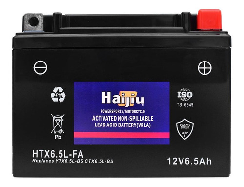 Imagen 1 de 8 de Batería Moto Haijiu Htx6-5l-fa Agm- Gel Libre Mantenimiento