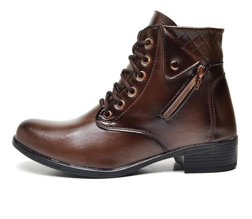 Imagem 2 de 4 de Bota Feminina Coturno Casual Fechamento Zíper Premium
