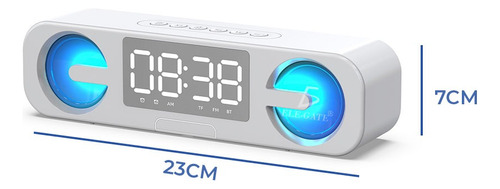 Reloj Despertador Ele-gate Luz Reproductor Bluetooth Bocinas Color Blanco